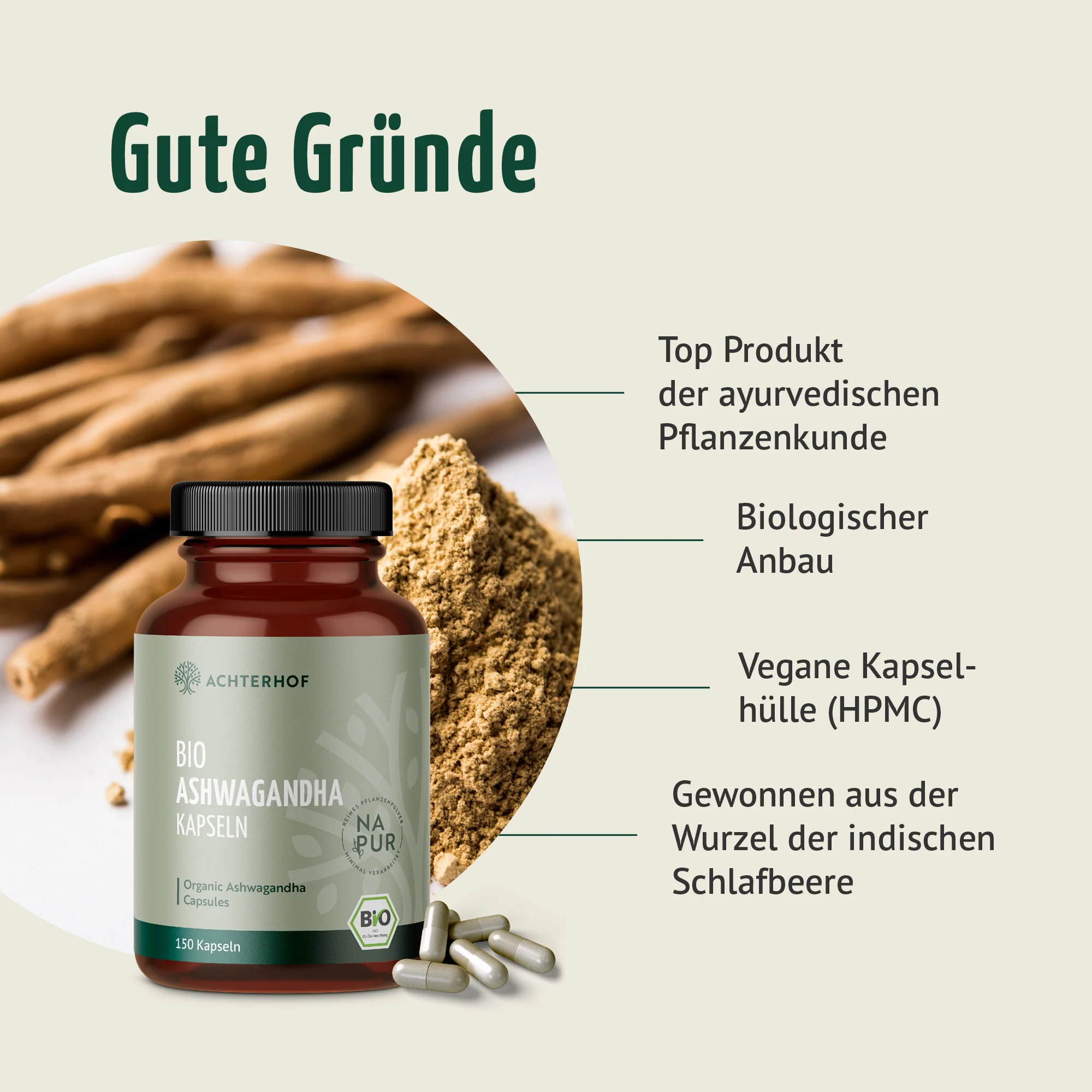 Bio Ashwagandha Kapseln (150 Kapseln) - Image 3
