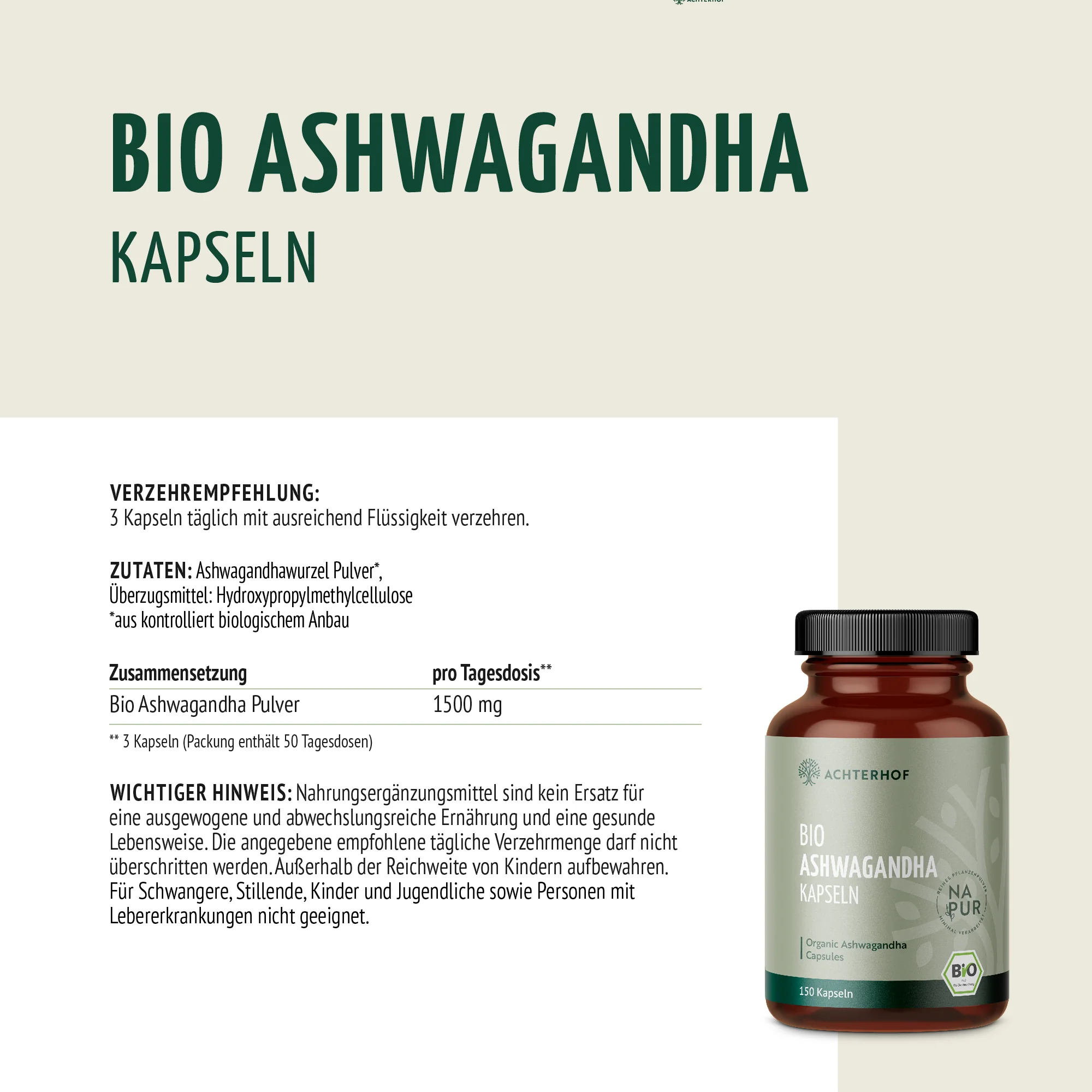 Bio Ashwagandha Kapseln (150 Kapseln) - Image 8
