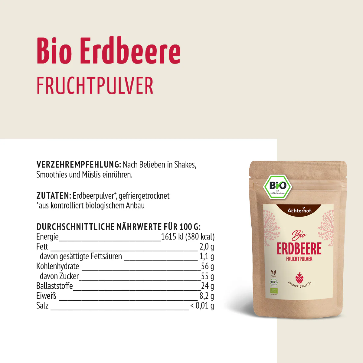 Bio Erdbeere Fruchtpulver (100g) - Image 9