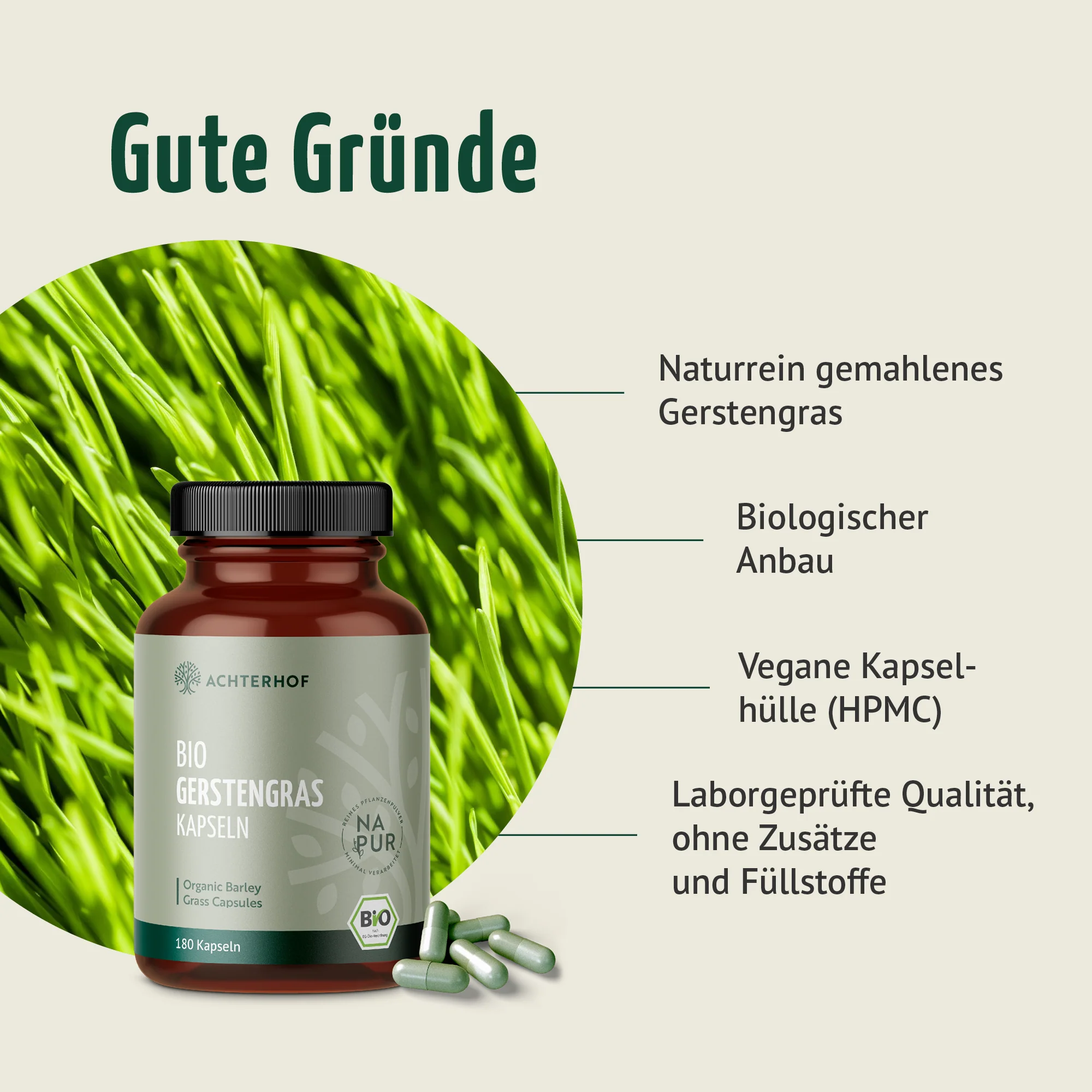 Bio Gerstengras Kapseln (180 Kapseln) - Image 3