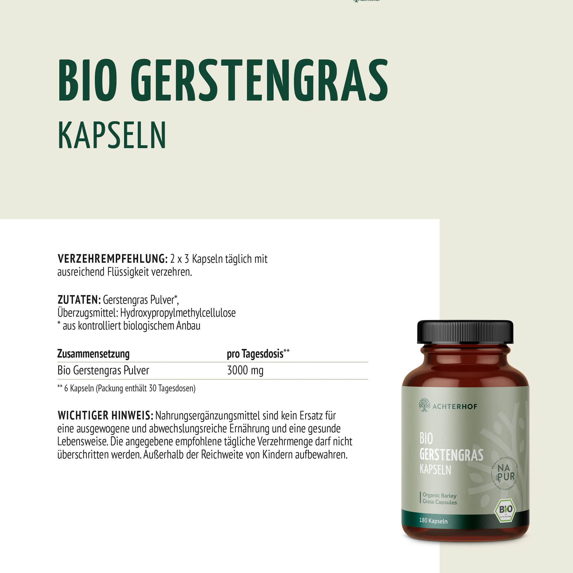 Bio Gerstengras Kapseln (180 Kapseln) - Image 9