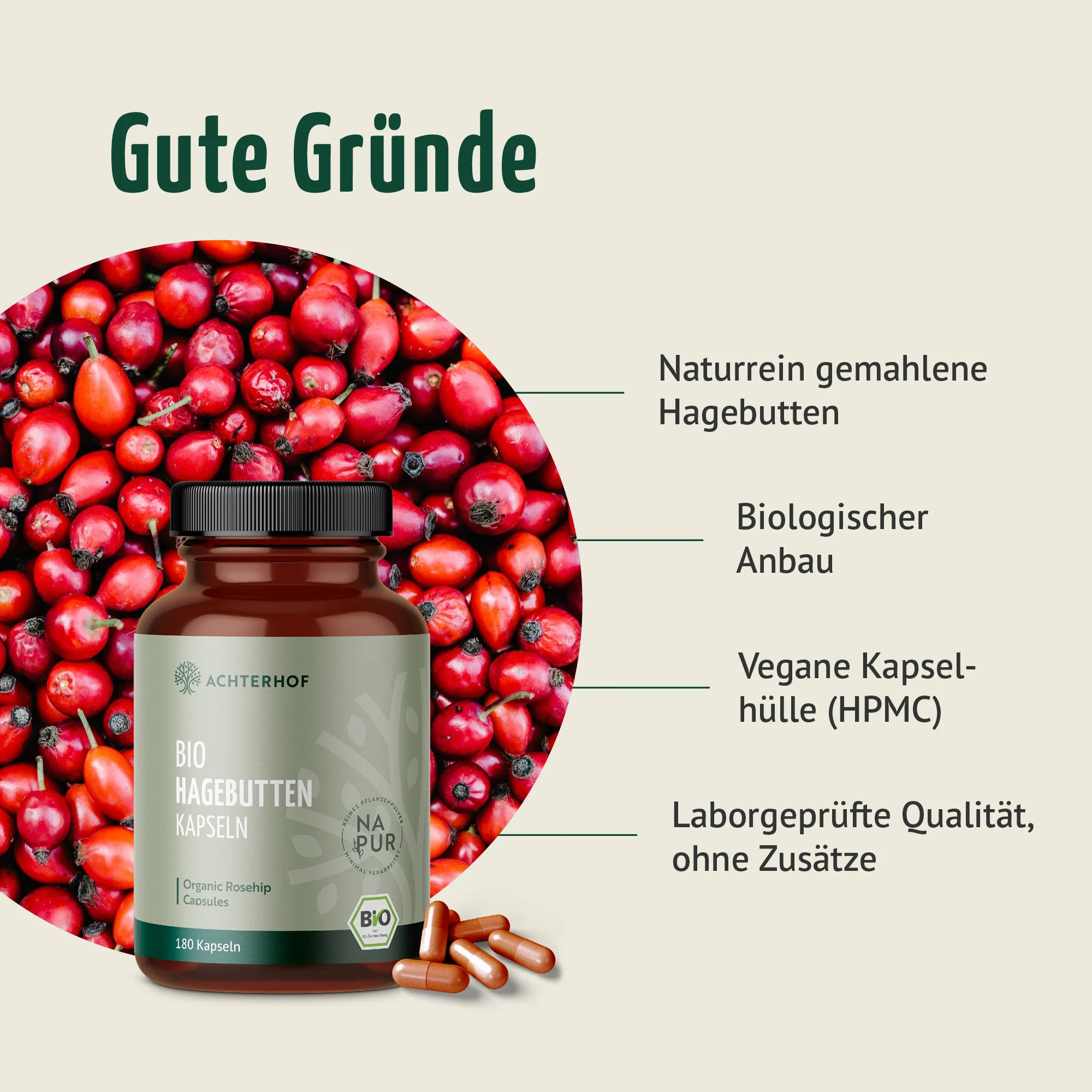 Bio Hagebutten Kapseln (180 Kapseln) - Image 3