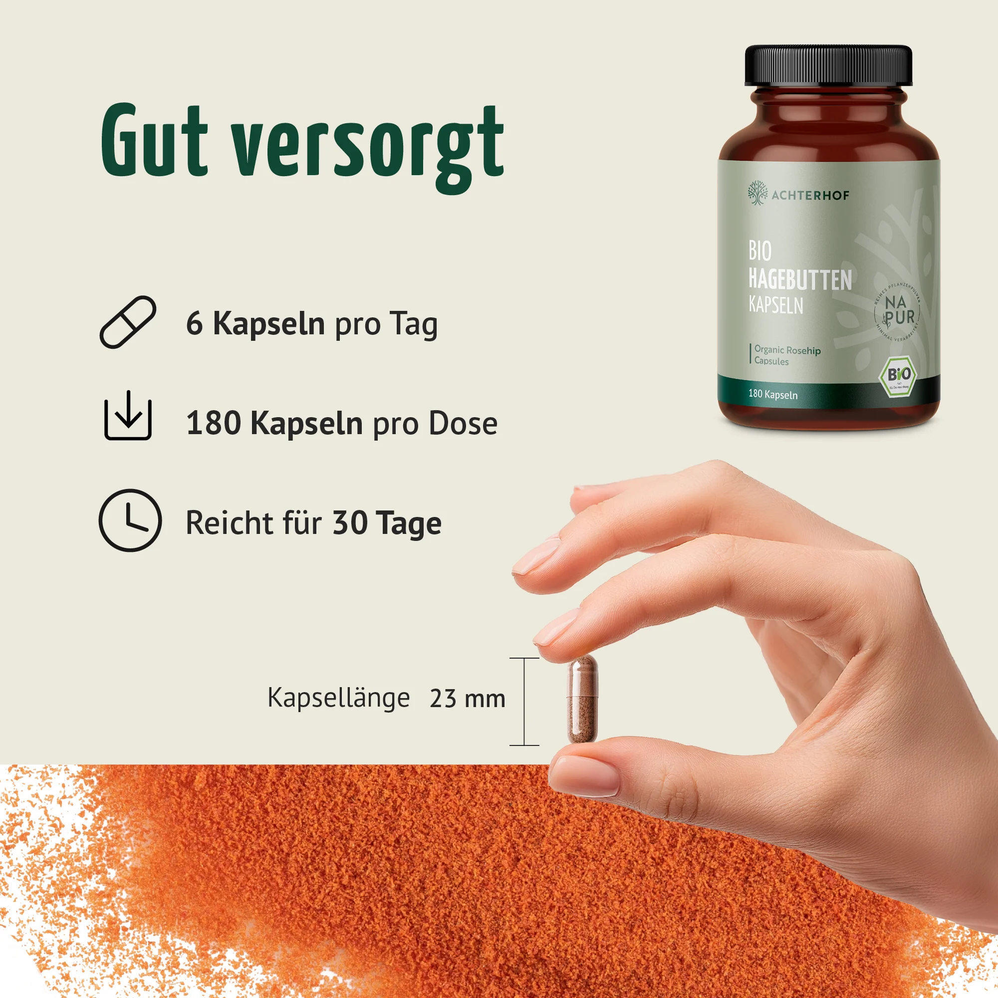 Bio Hagebutten Kapseln (180 Kapseln) - Image 4