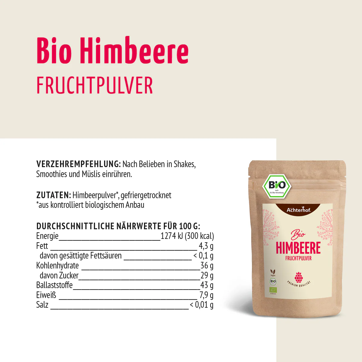 Bio Himbeere Fruchtpulver (100g) - Image 9