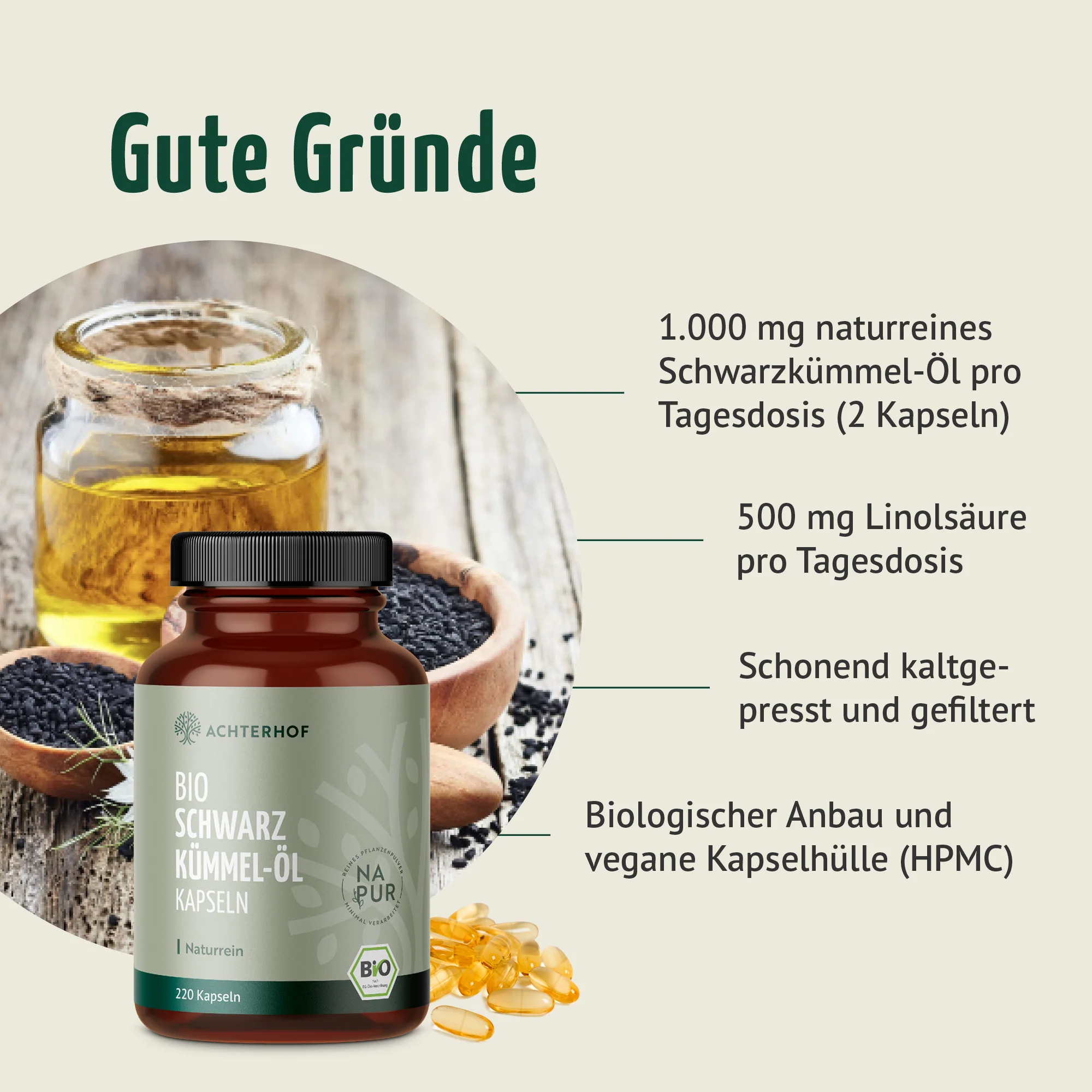 Bio Schwarzkümmel-Öl Kapseln (220 Kapseln) - Image 4