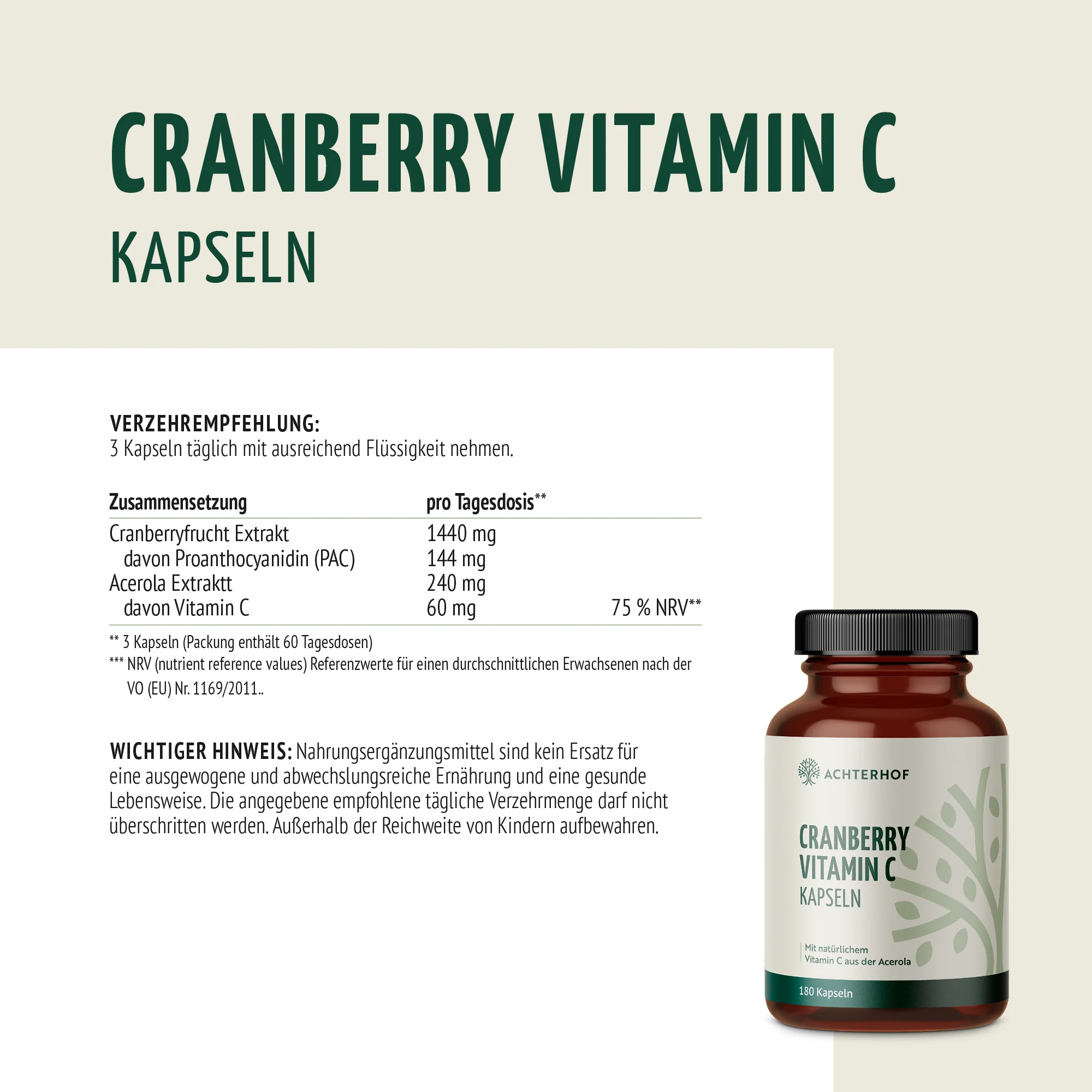 Cranberry Vitamin C Kapseln (180 Kapseln) - Image 6