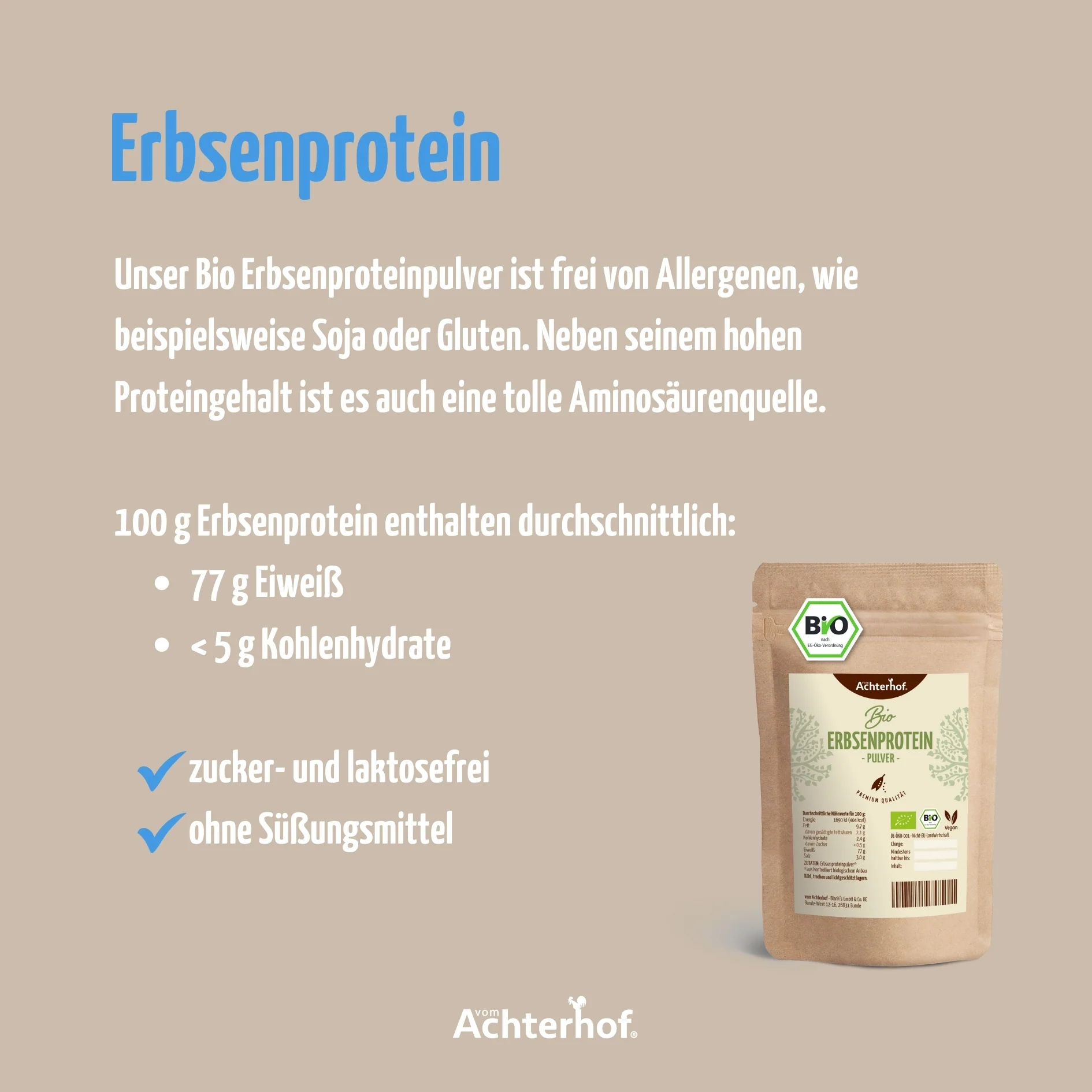 Erbsenprotein Pulver Bio (1000g) - Image 4