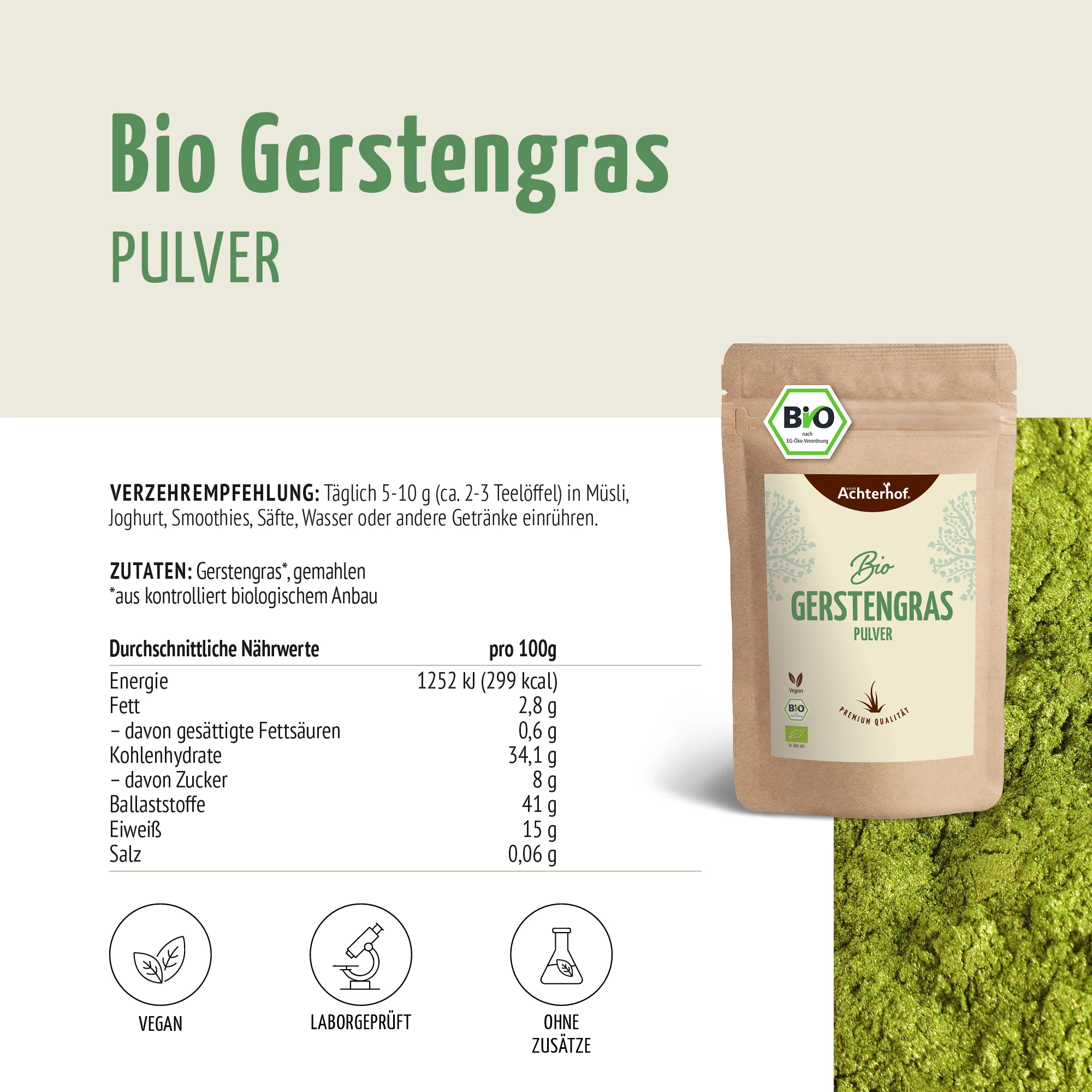 Bio Gerstengras Pulver (500g) - Image 10