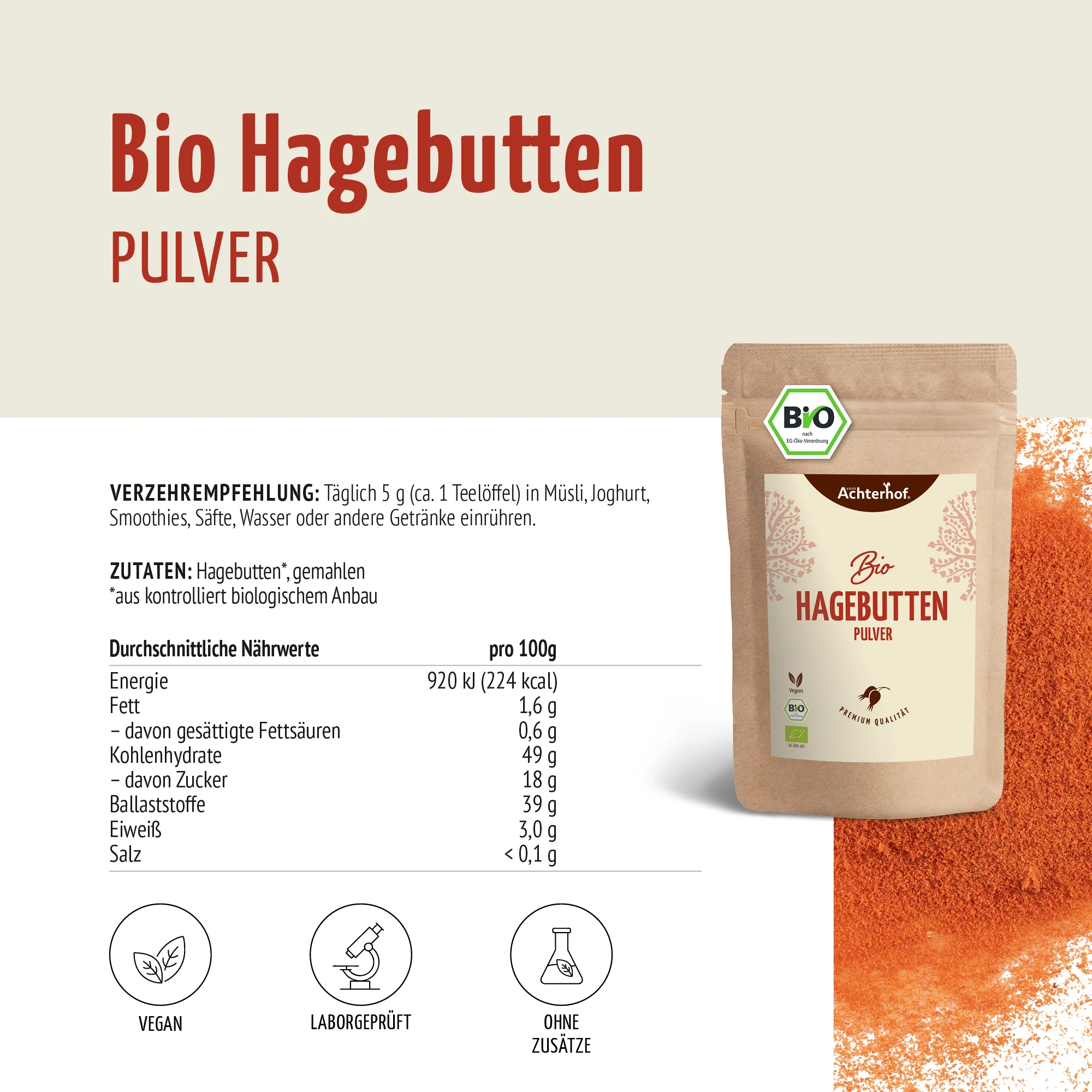 Bio Hagebutten Pulver (1000g) - Image 9