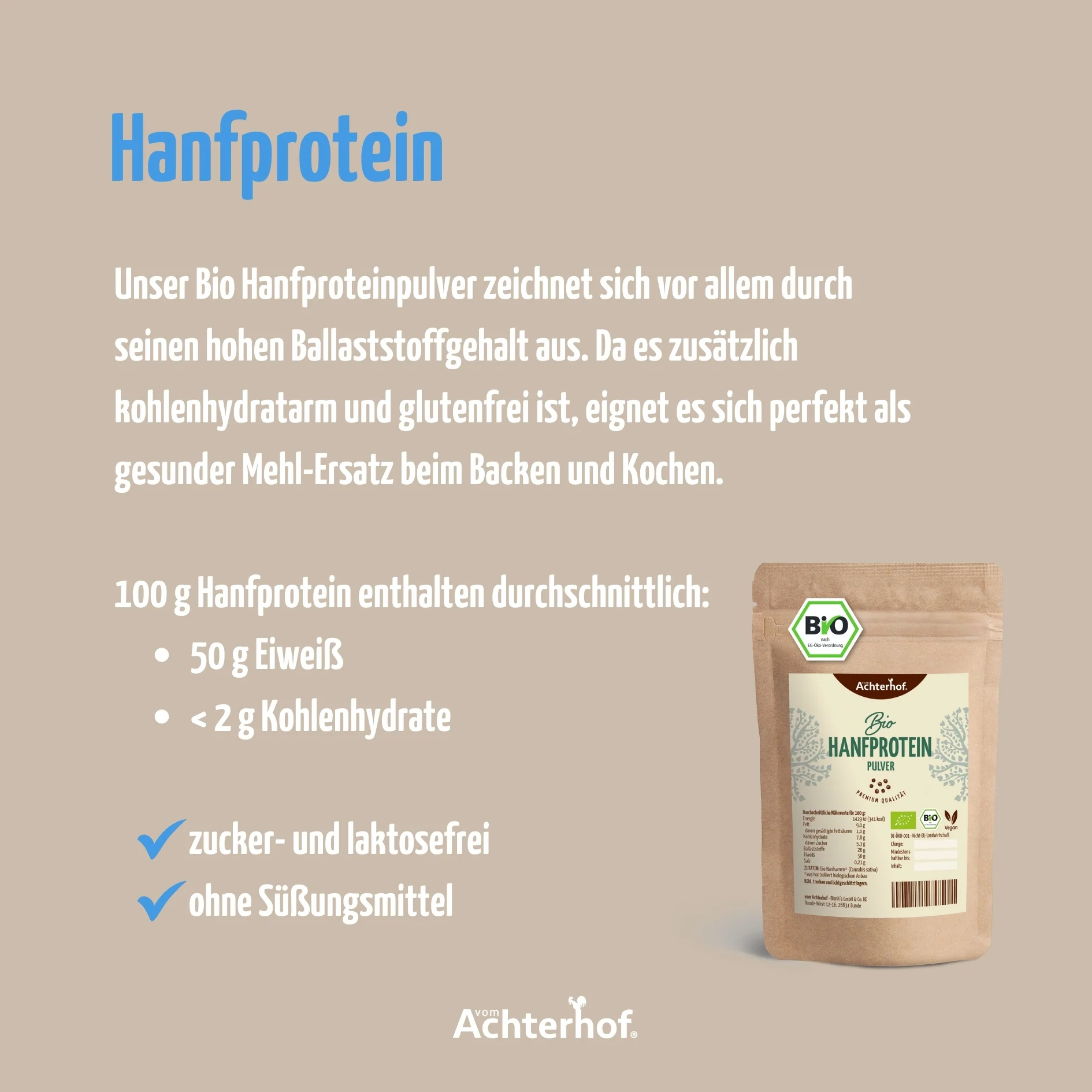 Hanfprotein Pulver Bio (500g) - Image 3