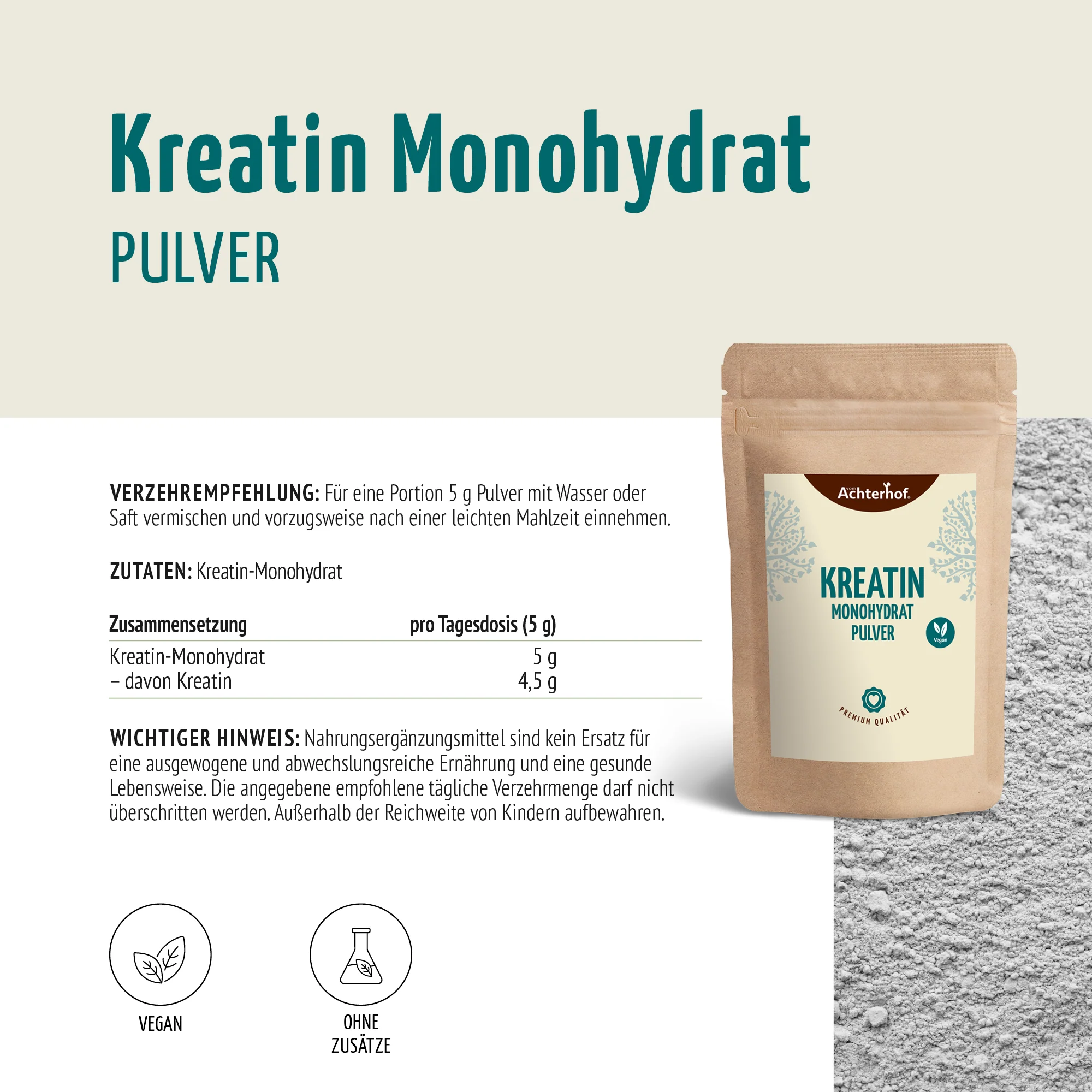 Kreatin Monohydrat Pulver (100g) - Image 7