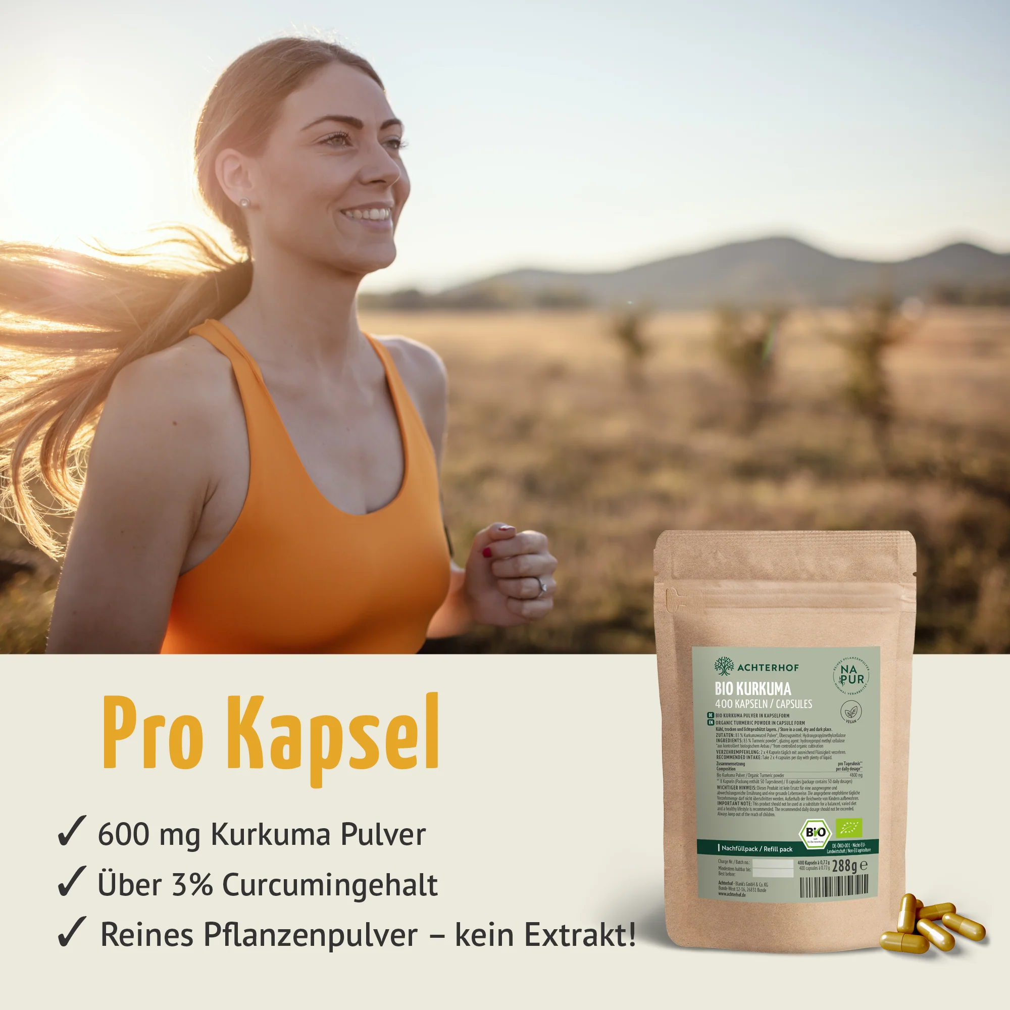 Bio Kurkuma Kapseln Nachfüllpack (400 Kapseln) - Image 4