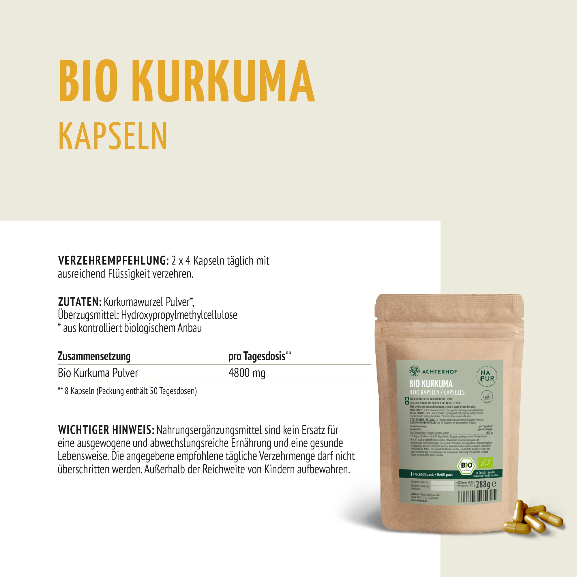 Bio Kurkuma Kapseln Nachfüllpack (400 Kapseln) - Image 9