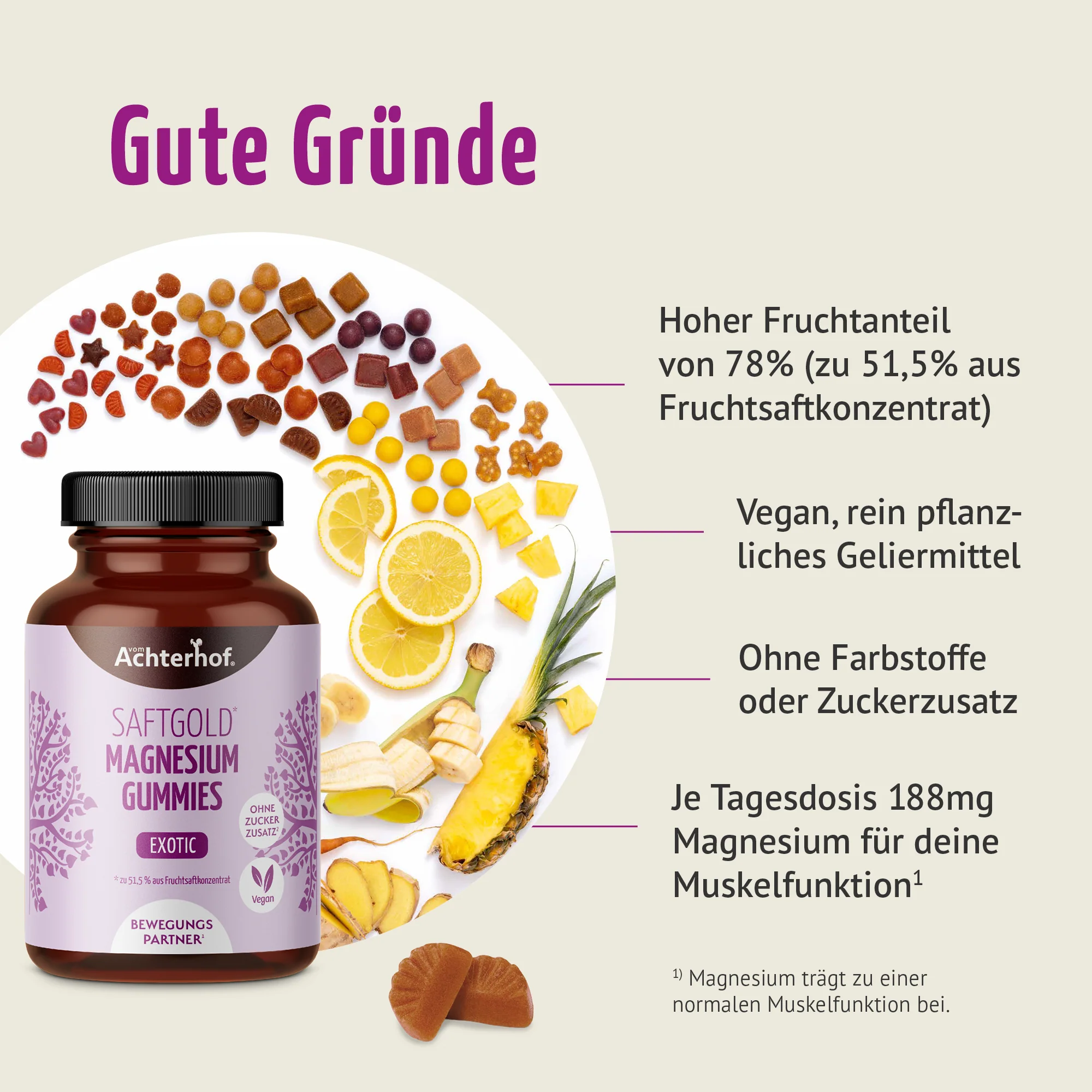Saftgold Magnesium Gummies Exotische Früchte (60 Stück) - Image 3