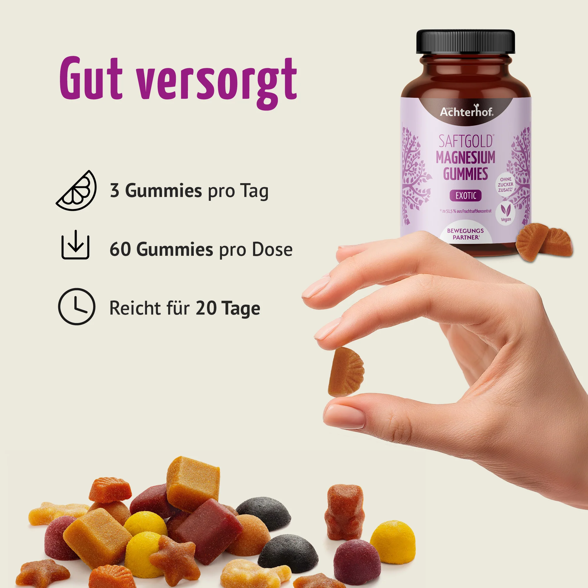 Saftgold Magnesium Gummies Exotische Früchte (60 Stück) - Image 6