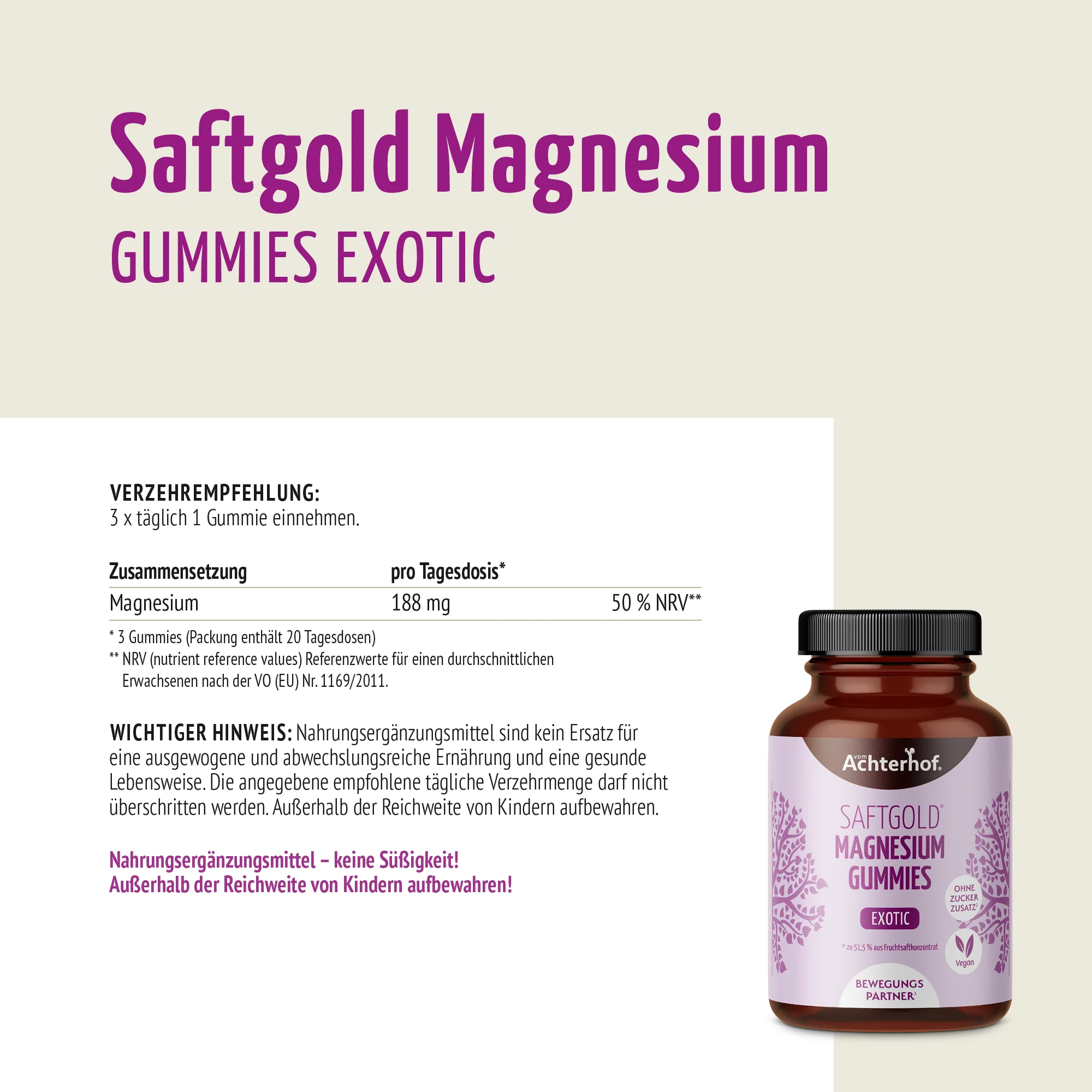 Saftgold Magnesium Gummies Exotische Früchte (60 Stück) - Image 9