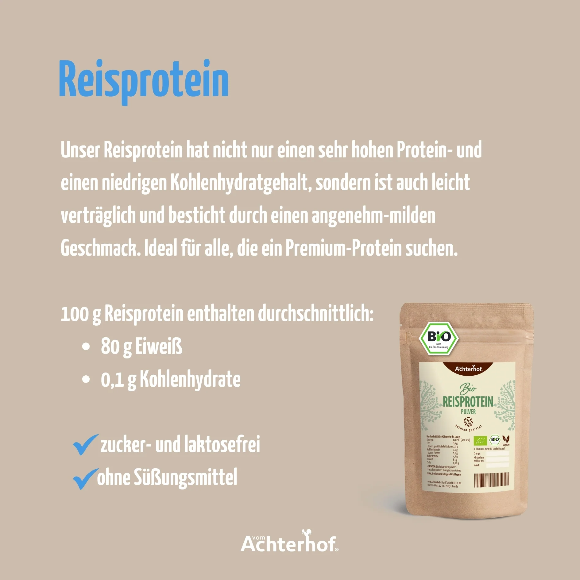 Reisprotein Pulver Bio (1000g) - Image 3